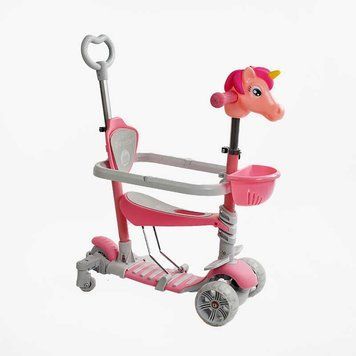 Самокат беговел с родительской ручкой 5в1 (P-63700) Best Scooter, защитный бампер, колеса со светом 166617 фото