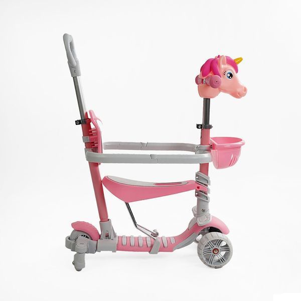 Самокат біговел з батьківською ручкою 5в1 (P-63700) Best Scooter, захисний бампер, колеса зі світлом 166617 фото