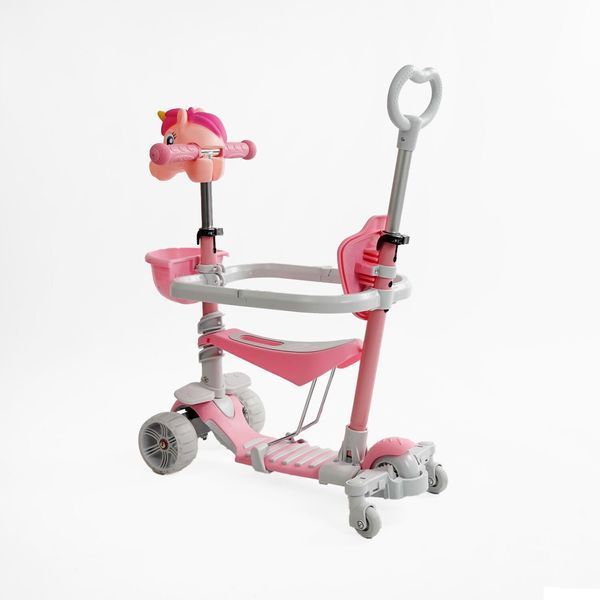 Самокат біговел з батьківською ручкою 5в1 (P-63700) Best Scooter, захисний бампер, колеса зі світлом 166617 фото