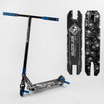 Самокат трюковый Best Scooter BS-99808 HIC-система, ПЕГИ, алюминиевый диск и дека с ПРИНТОМ, колёса PU, d=110мм, ширина руля - 60 см 105671 фото