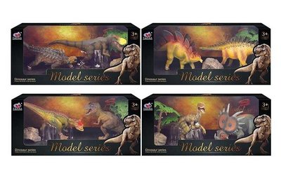 Набор динозавров Q 9899 M 3 (48/2) 4 вида, 4 элемента, 2 динозавра, 2 аксессуара, в коробке 105991 фото